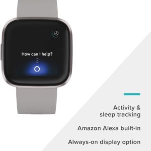 Fitbit Versa 2 Health and Fitness Smartwatch with Heart Rate, Music, Alexa Built-In, Sleep and Swim Tracking, Stone/Mist Grey, One Size (S and L Bands Included)