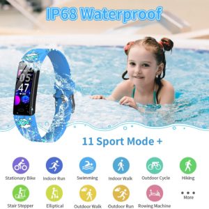 YEGKGO Fitness Tracker for Kids Girls Boys Teens, IP68 Waterproof Activity Tracker with Pedometer Calorie Counter, Heart Rate & Sleep Monitor Fitness Watch, Call & SMS Reminder, Gift for Kids